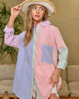 OVERSIZED MULTI COLOR STRIPE BUTTON DOWN, Davi & Dani