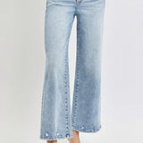 RISEN Tummy Control High Rise Crop Wide Leg Jeans (Plus size)