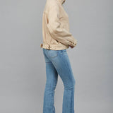 FATE - Oversized Curved Pocket High neck Faux Suede Jacket