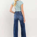 High Rise Distressed Wide Leg Jean in Ocean View, Flying Monkey