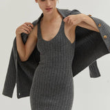 Crescent Mave Brushed Ribbed Sweater Dress Two-piece Set