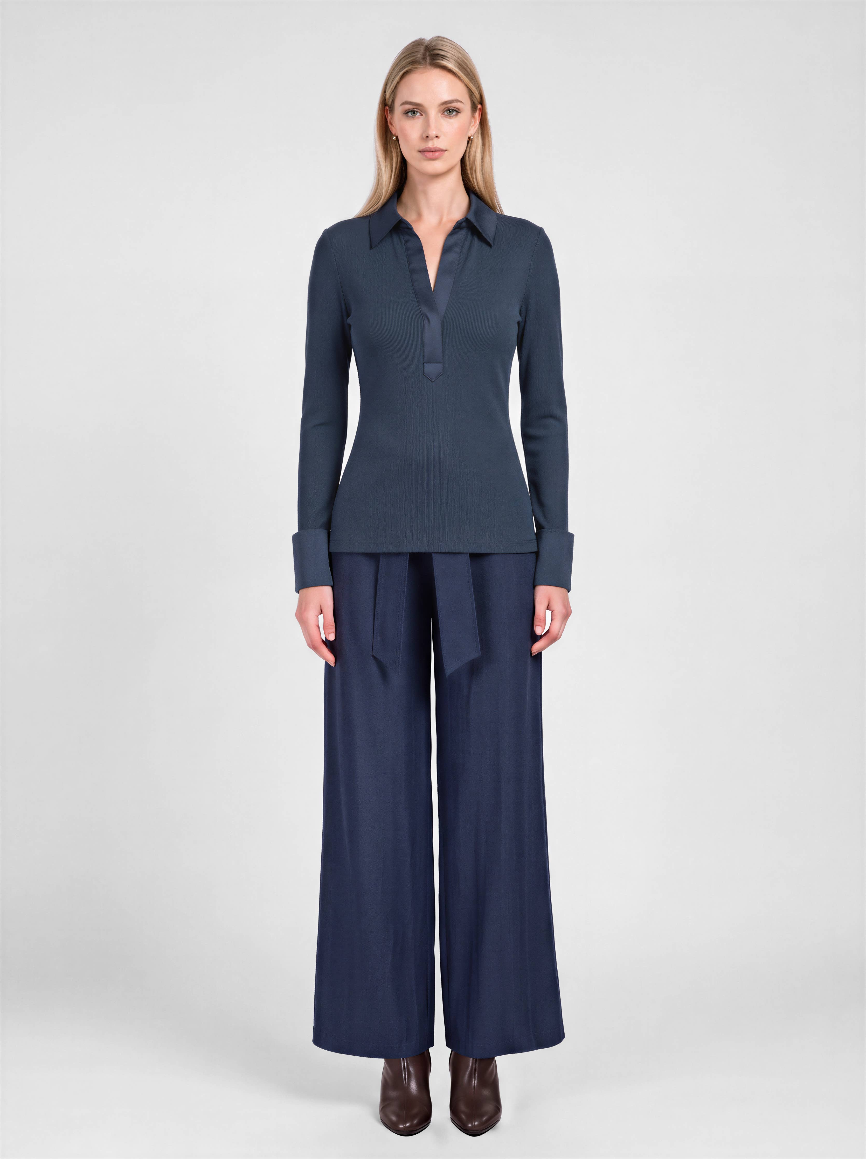 Current Air - Ribbed Knit Collared Top