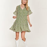 Floral print v-neck mini dress, Jade by Jane (Plus Size only)