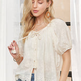 ADORA LA - SHORT SLEEVE TOP WITH SCALLOPED TRIM