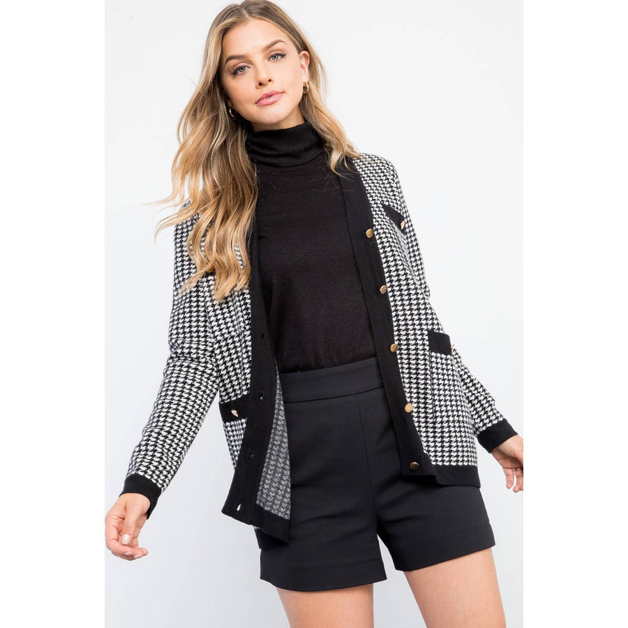 THML - Button Up Houndstooth Cardigan