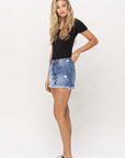 HIGH RISE 2TONE STRETCH SHORTS, Vervet