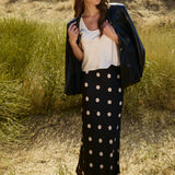 Sunday Edition by LE LIS - Satin Midi Skirt in Polka Dot