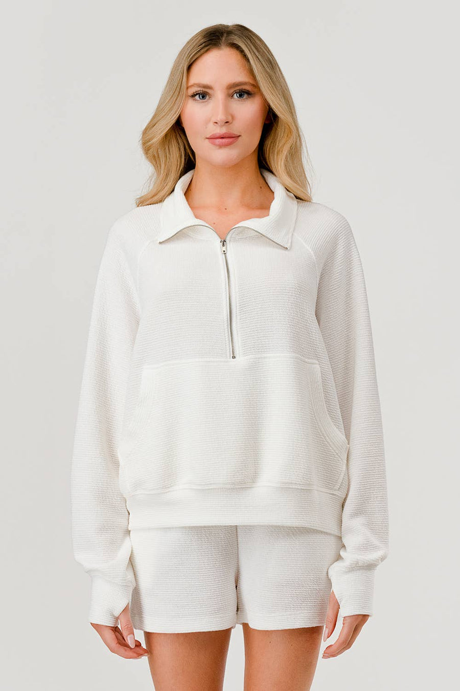 Hashttag - WAFFLE HALF ZIP TOP