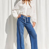 ILLA ILLA -Eyelet Drawstring Top