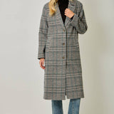 Mystree Houndstooth Plaid Long Coat