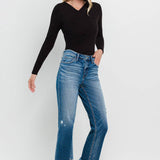 Flying Monkey - High Rise Frayed Hem Crop Straight Jeans