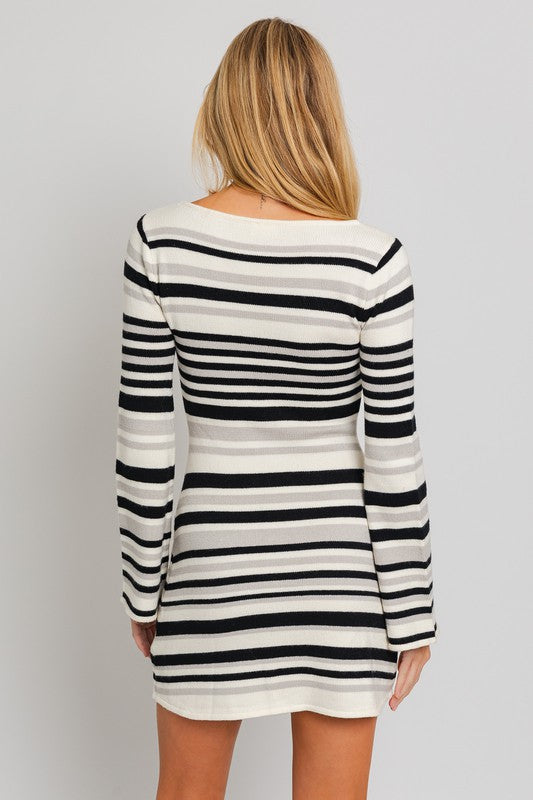 Boat Neck Bell Sleeve Sweater Dress, Le Lis