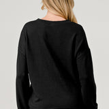 Hashttag Soft Long Sleeve Top, Black