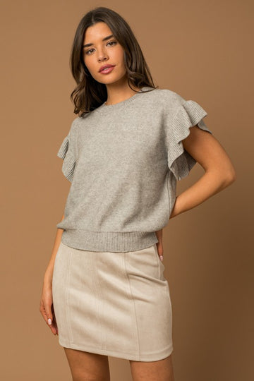 Ruffle Sleeve Knit Top (Various colors), Gilli