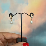 Pearl and enamel earrings, By Zhanna