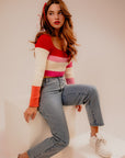 Long Sleeve Color Block Stripe Knit Top, Le Lis (online only)