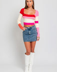 Long Sleeve Color Block Stripe Knit Top, Le Lis (online only)