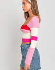 Long Sleeve Color Block Stripe Knit Top, Le Lis (online only)