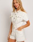 Short Sleeve Denim Romper (Various colors), Le Lis