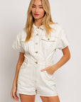 Short Sleeve Denim Romper (Various colors), Le Lis