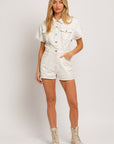 Short Sleeve Denim Romper (Various colors), Le Lis