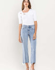 High Rise Distressed Hem Crop Dad Jeans, Vervet by Flying Monkey