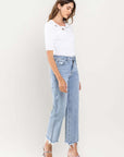 High Rise Distressed Hem Crop Dad Jeans, Vervet by Flying Monkey