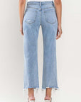 High Rise Distressed Hem Crop Dad Jeans, Vervet by Flying Monkey