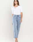 High Rise Distressed Hem Crop Dad Jeans, Vervet by Flying Monkey