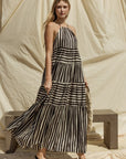 Sleeveless Stripe Maxi Tiered Dress, Gilli