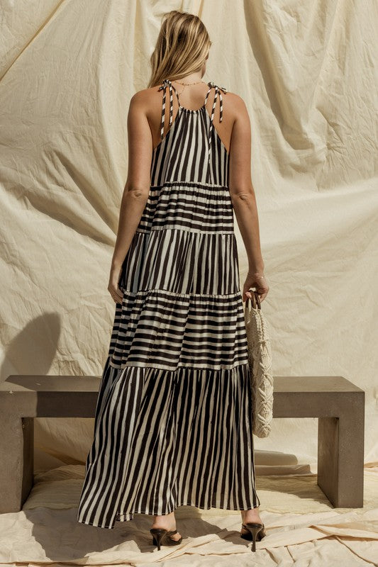 Sleeveless Stripe Maxi Tiered Dress, Gilli