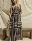 Sleeveless Stripe Maxi Tiered Dress, Gilli