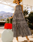 Sleeveless Stripe Maxi Tiered Dress, Gilli