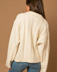 Collared Cable Sweater Cardigan, Gilli