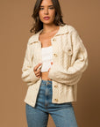 Collared Cable Sweater Cardigan, Gilli