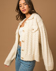 Collared Cable Sweater Cardigan, Gilli