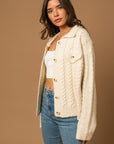 Collared Cable Sweater Cardigan, Gilli