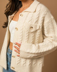 Collared Cable Sweater Cardigan, Gilli