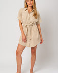 Half Sleeve Button Down Shirt Dress, Gilli