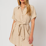 Half Sleeve Button Down Shirt Dress, Gilli