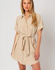 Half Sleeve Button Down Shirt Dress, Gilli