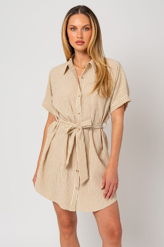 Half Sleeve Button Down Shirt Dress, Gilli