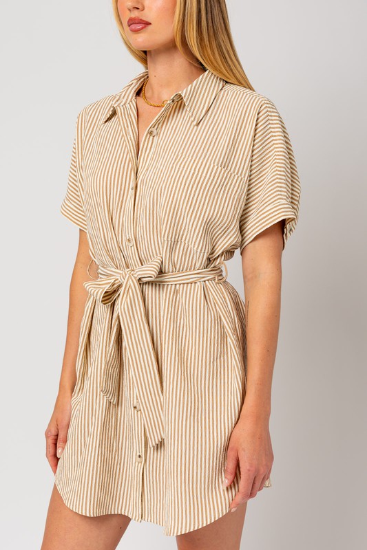 Half Sleeve Button Down Shirt Dress, Gilli