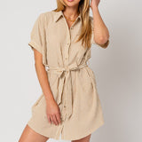 Half Sleeve Button Down Shirt Dress, Gilli