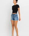 High Rise Raw Hem Denim Shorts, Vervet by Flying Monkey