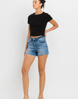 High Rise Raw Hem Denim Shorts, Vervet by Flying Monkey