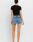 High Rise Raw Hem Denim Shorts, Vervet by Flying Monkey