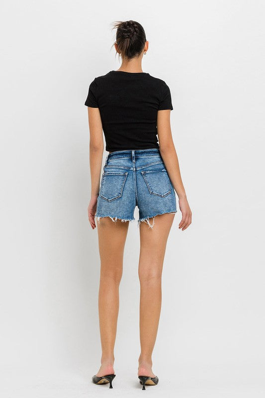 High Rise Raw Hem Denim Shorts, Vervet by Flying Monkey