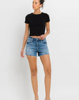 High Rise Raw Hem Denim Shorts, Vervet by Flying Monkey