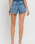 High Rise Raw Hem Denim Shorts, Vervet by Flying Monkey